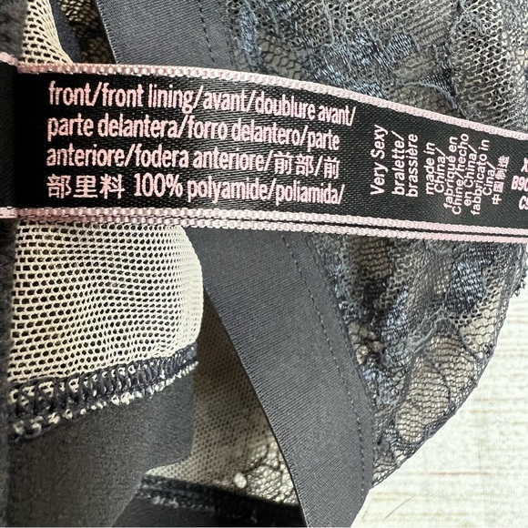 Victoria’s Secret Black Lace Floral Keyhole Bralette Size XL - Picture 9 of 13